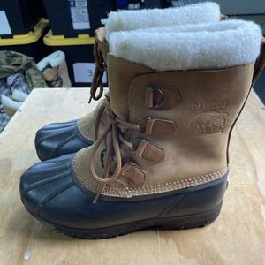 Mens Caribou 2 II Size 10  Boots By Sorel Lined  Rubber Snow Lace Up